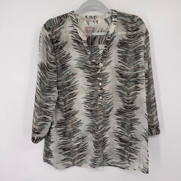 Chicos 3 Womens Zebra Print Button-Front Tunic Top Size XL  Long Sleeve - Picture 4 of 11